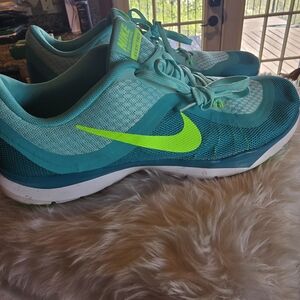 Nike Teal and Lime Green Running Shoes